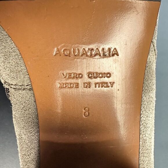 Aquatalia Faylynn Ankle Boot Womens 8 Taupe Pebbled Suede Booties Made in Italy - Picture 14 of 15